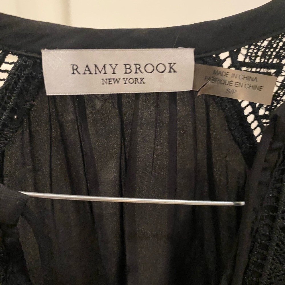 Ramy Brook Sheer Black Lace Blouse